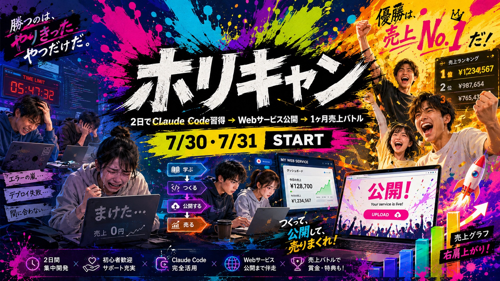 ホリキャン 2日でClaude Code習得→Webサービス公開→1ヶ月売上バトル